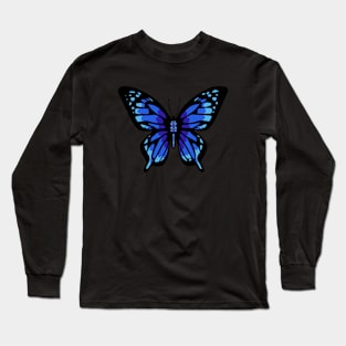 Electric Blue Butterfly Long Sleeve T-Shirt